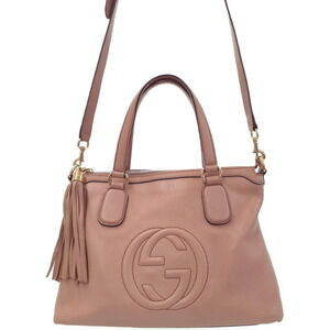 Gucci Soho grained leather top handle bag 2way tote shoulder bag